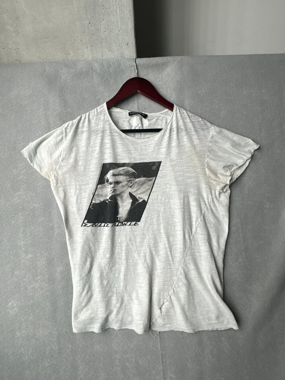 Dolce & Gabbana Shirt Mens M White David Bowie Graphic G8V35T Thin Distressed